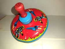 Ohio Art Tin Spinning Top Toy Space Rockets Astronauts Buck Rogers Flash Gordon