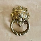 Vintage Solid Brass Lion Head Door Knock, Heavy Gold Regency Home Accents