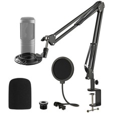 Audio Technica AT2020 Mic Boom Arm Suspension Scissor Stand with Shock Mount, Po