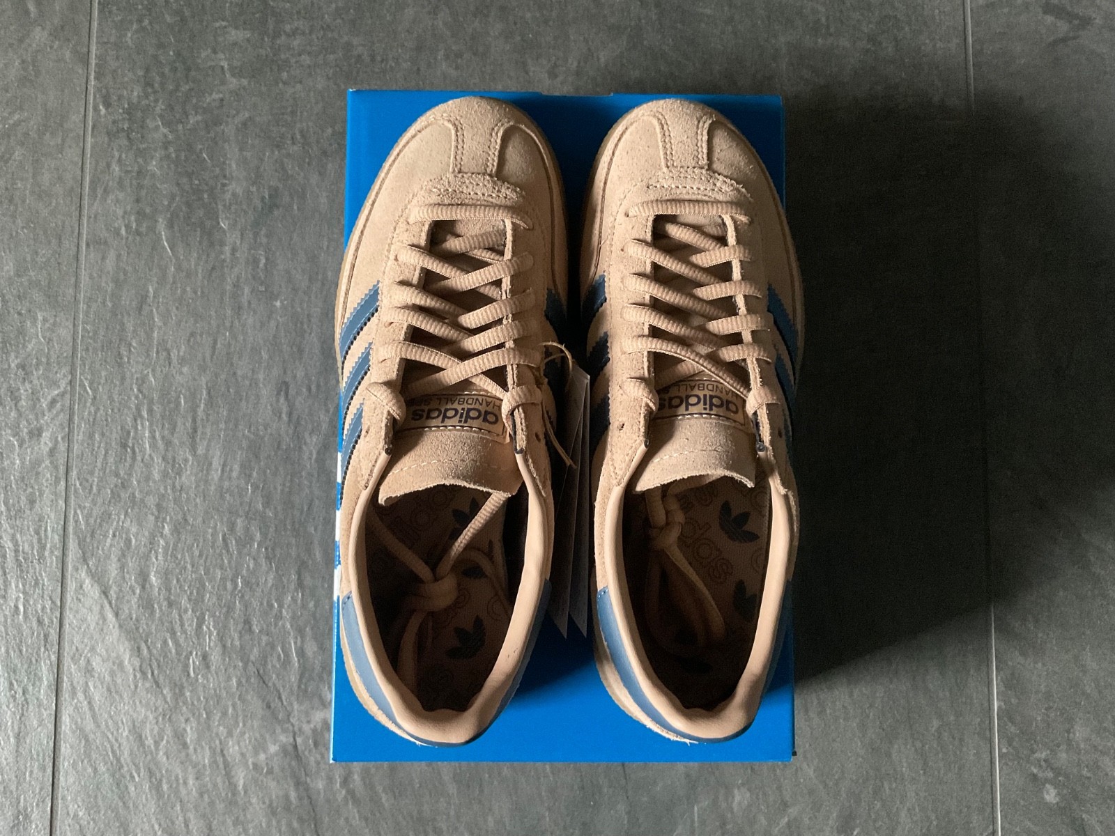 Adidas Handball Spezial Sneaker Schuhe Turnschuhe Beige Blau Damen NEU Ansicht 9