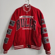 90s Chicago Bulls NBA Jacket Mens All Star Repeat 3Peat Jeff Hamilton JORDAN XL