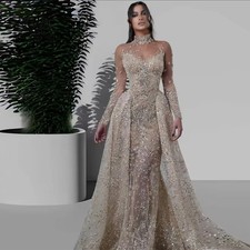 Elegant sequined mermaid ball dress sweetheart floor mopping bride evening gown