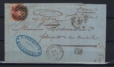 [K94695] Belgium Cover N°16 Bruxelles (Est) to Lyon (France) 1863 UNG