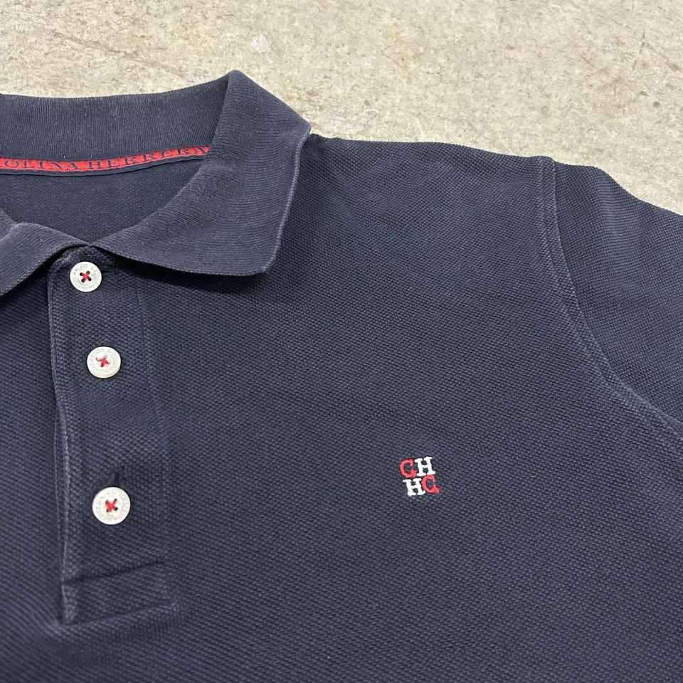 Camiseta Polo Carolina Herrera Adulto Mediana Azul Marino Negra Camiseta de Diseñador Rara Foto 4 de 4