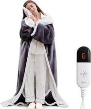 Electric Flannel Throw Blankets, Wearable Heated Blanket,7 Level Heating 1-4 H