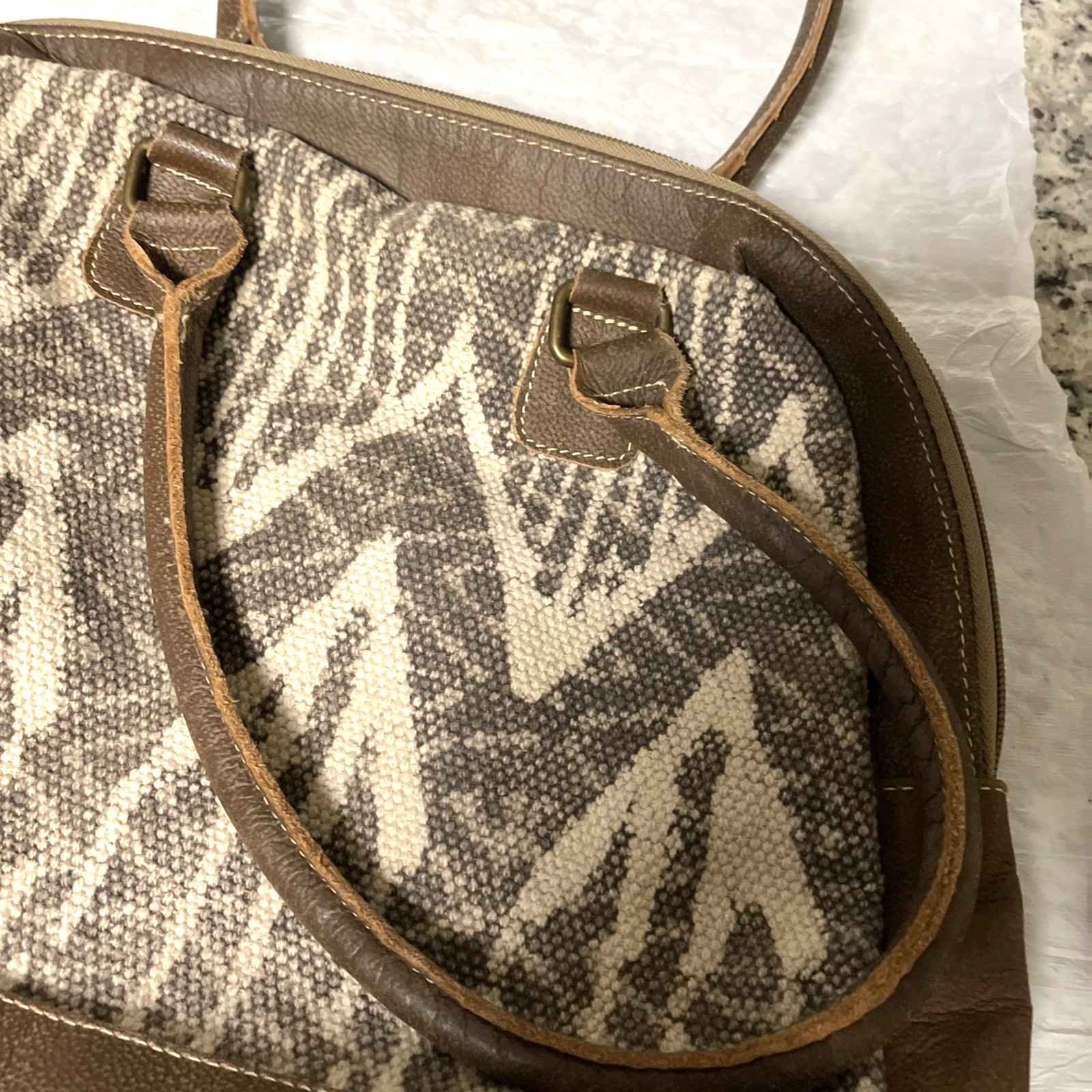 Large Stylish Brown Patterned Myra Messenger Bag … - image 5