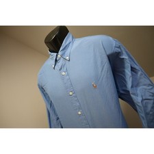 Ralph Lauren Yarmouth Button Up Dress Shirt Mens XL 17-35 Blue Cotton EUC