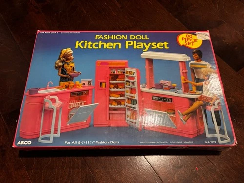 Vintage 1985 ARCO Fashion DollKitchen Play Set - 80 Piece Set
