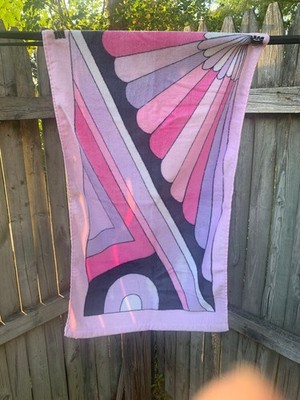 1***1960 s Vtg. Emilio Pucci Cotton Hand Towel Geometric Pattern **Used*