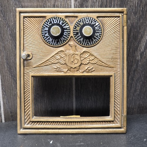 VINTAGE CORBIN BRONZE BRASS DOUBLE DIAL U S EAGLE POST OFFICE BOX DOOR CIR 1910 