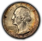 1951 25c Silver Washington Quarter - Colorful Toning - SKU-Z6214