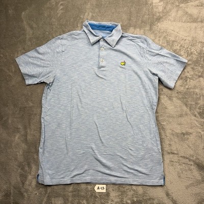 Masters by Peter Millar Blue White Mini Stripe Polo Short Sleeve Shirt Sz L