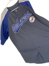New Mens Dynasty LA Dodgers NLB Baseball Jersey Gray Size L 42-44