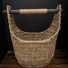 Woven Wicker  Magazine Basket Knitting Supplies Home Decor