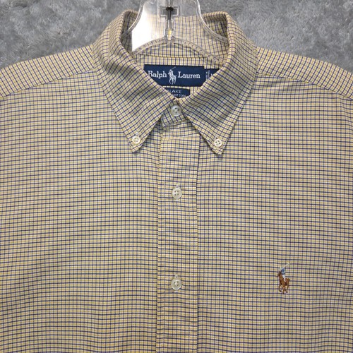 Ralph Lauren Blake Shirt Mens Medium Yellow Long Sleeve Button Down Brown Pony - Picture 5 of 17