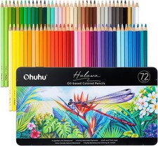 Ohuhu Colouring Pencils, 72 Blendable High Pigmentation Soft and Thick Core 4mm