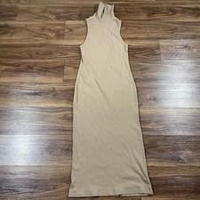 Zara Womens Ribbed Turtleneck Sleeveless Midi Dress Brown Size Medium