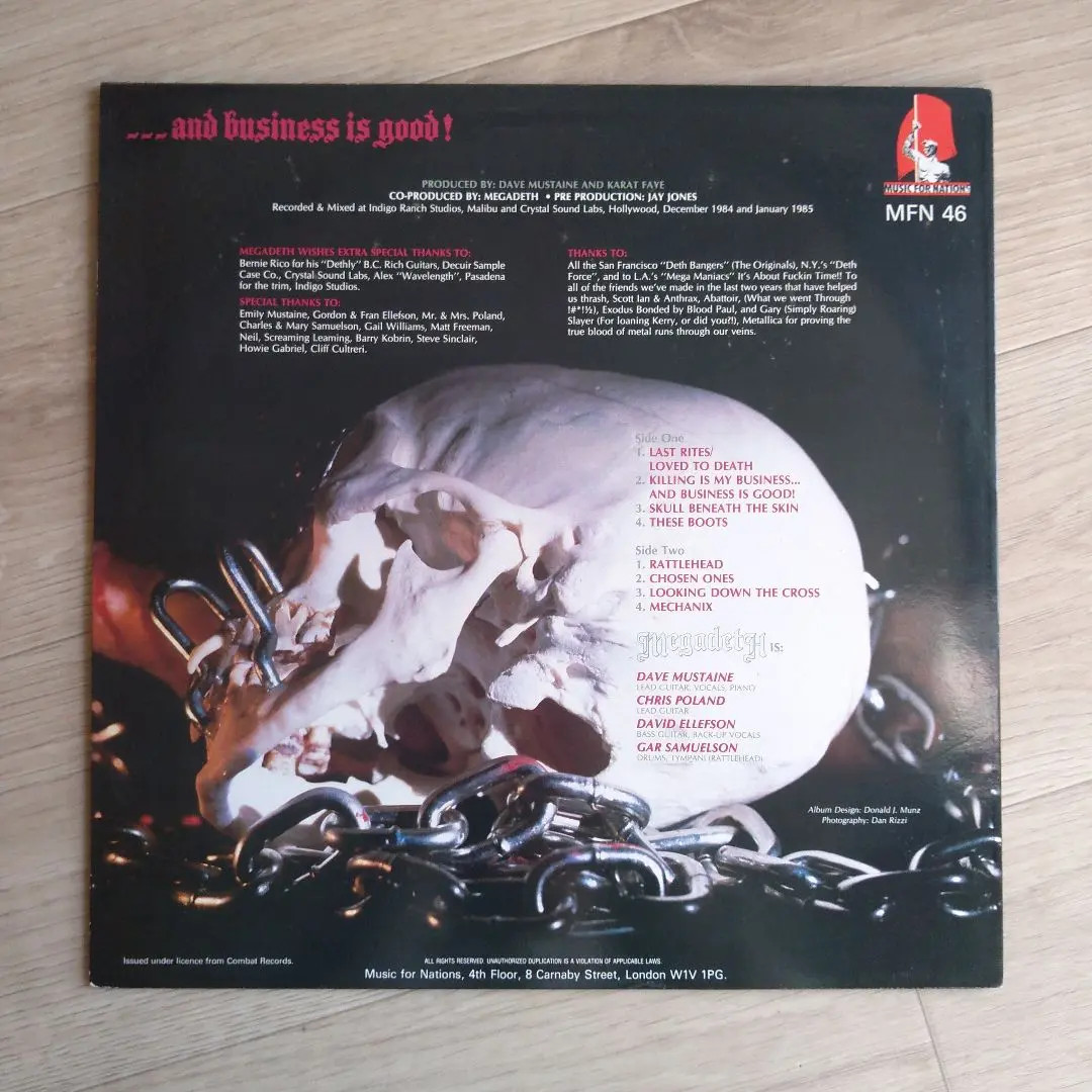 MUSIC FOR NATIONS LP Record/MEGADETH KILLING IS MY BUSINESS