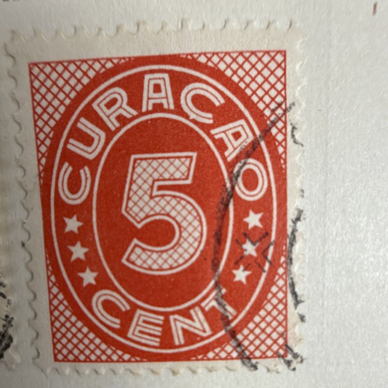 Curacao 5 Cent Red White Used Postage Stamp Uncertified Ungraded Collectible