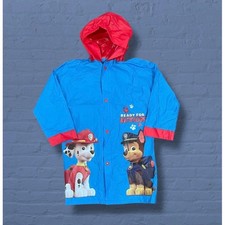 Nickelodeon Paw Patrol Kids Sz Large Rain Jacket Hood Coat Blue Ready For Action