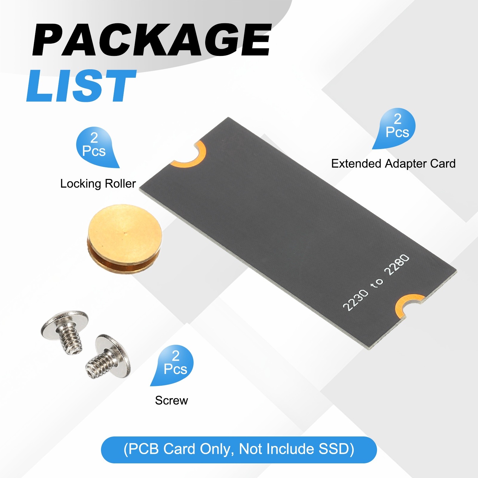 Adaptador extensor de tarjeta M2 SSD 2 piezas, de 2230 a 2280, con destornillador incluido, color negro, imagen 3