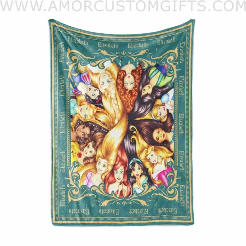 Personalized Blanket: Custom Princess Design Custom Name Fleece Blanket