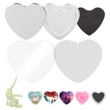 BEAMNOVA 100 Sets of Heart Button Maker Supplies, Heart-Shaped Magnets, Metal Bl