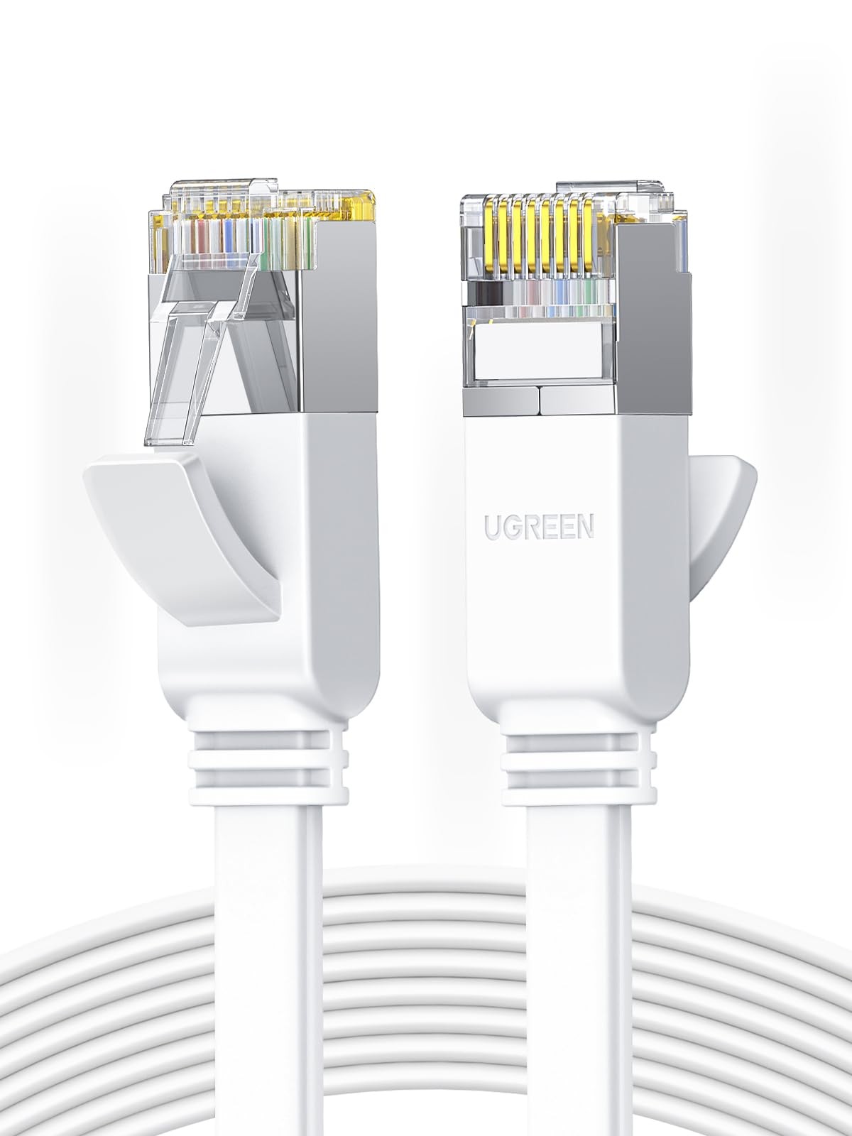 UGREEN Ethernet Cable 10M, Flat RJ45 LAN Gigabit CAT 6 10 meters, White