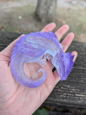 Icy Purple Dragon Figurine / Dragons / Purple Dragon / Purple Dice Guardian / M