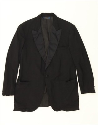 BROOKS BROTHERS Herren 1 Knopf Blazer Sakko UK 38 Medium Schwarz Wolle BX08