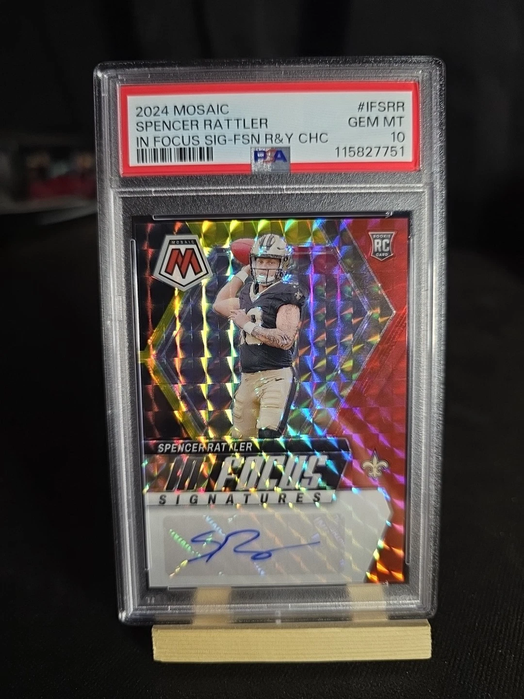 Spencer Rattler Panini Mosaic in Focus Signatures #IFSRR Black Gold Choice