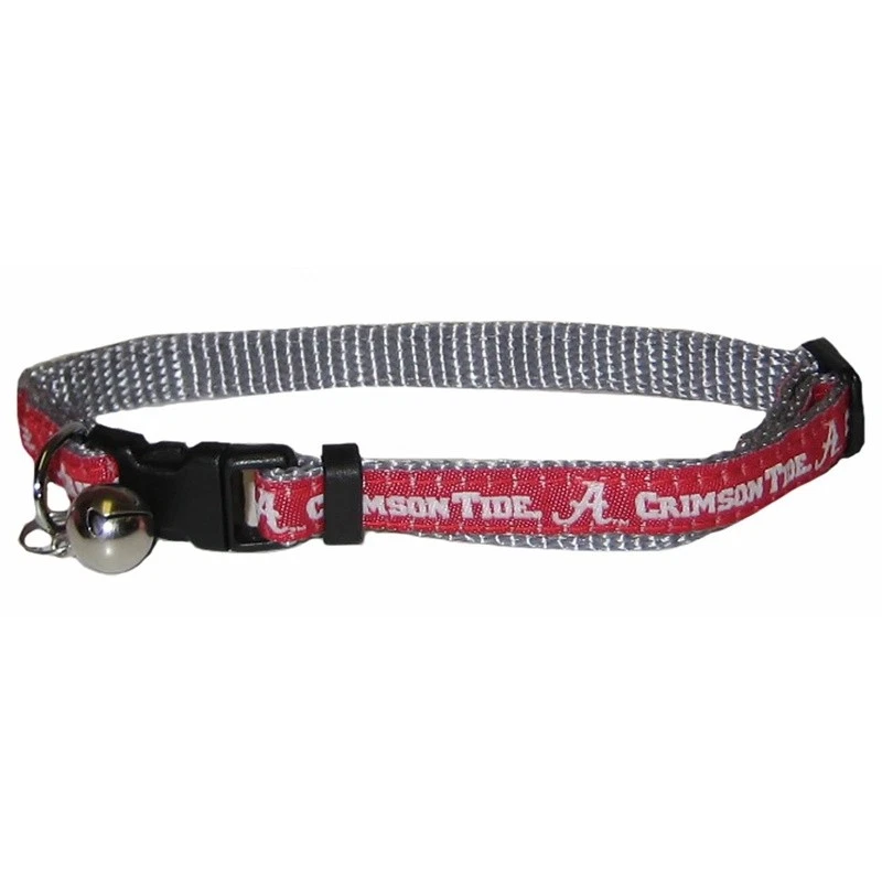 Alabama Crimson Tide Cat Collar Adjustable Durable Nylon W/ Steel D Ring & Bell - Image 2 of 3
