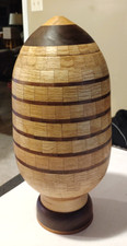 Oak Walnut Wood Cremation Urn Spaceship Segmented Hand Turned Pet