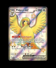 2024 Pokemon PALDEAN FATES PIDGEOT EX FULL ART HOLO 221/91 RARE! NM -