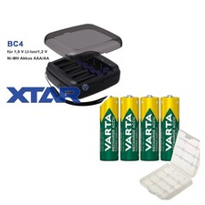 Xtar Ladegerät BC4 + 4x Varta AA LR03  2600mAh NiMh Akkus  Neu+OVP