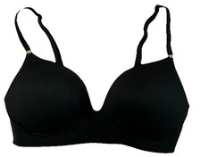 VICTORIA’S SECRET  Padded No Wire Bra Black V Logo Size 32C