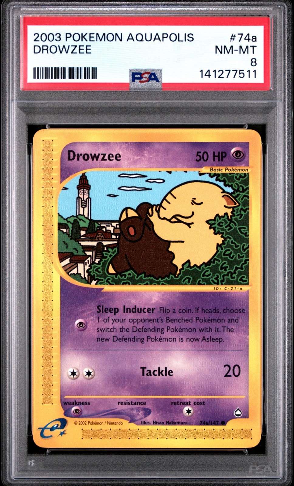 Pokemon PSA 8 Drowzee 74A/147 Aquapolis Common eReader 2003 Near Mint