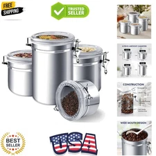 Durable 4-Piece Airtight Kitchen Canister Set - Perfect for Sugar, Flour & More