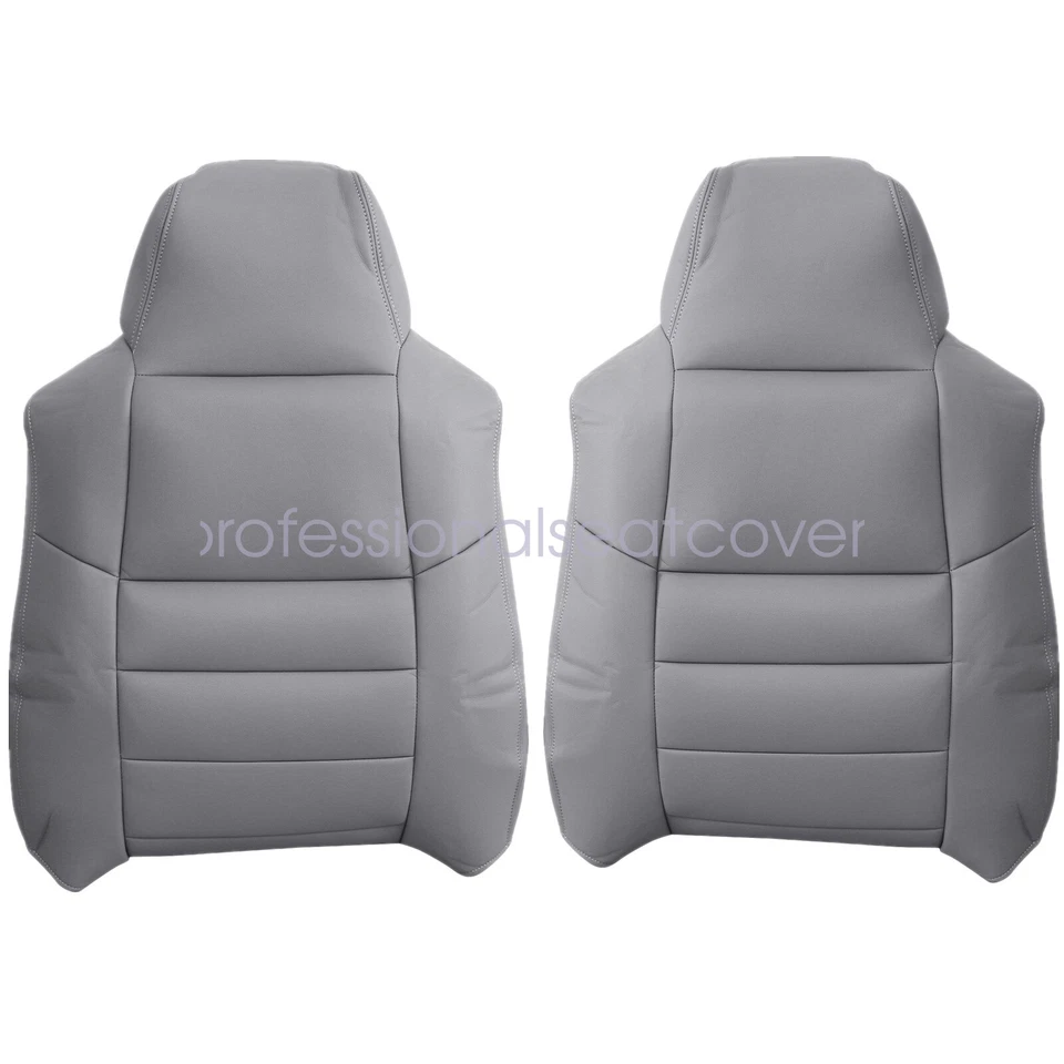 Cubierta de asiento delantera de cuero gris para Ford F250 F350 Super Duty Lariat XLT 2002-2007 Foto 4 de 4