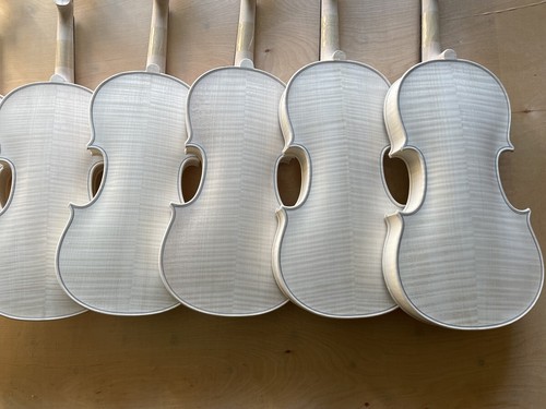 Un violín blanco violín sin terminar 4/4 llama arce abeto hecho a mano - Imagen 9 de 15