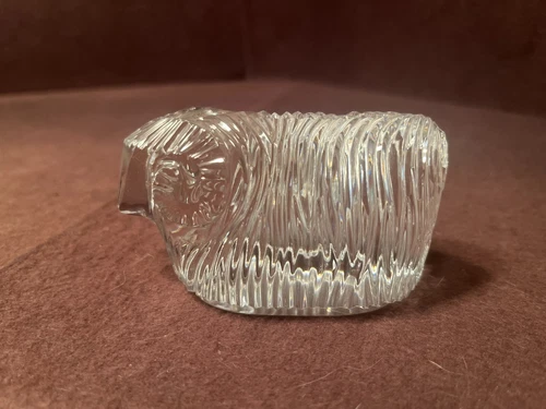 Vintage Waterford Cut Crystal Ram Paperweight with Acid Signature