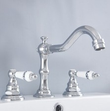 Polished Chrome 3 Holes Widespread Bathroom Basin Sink Faucet Bath Tub Mixer Tap