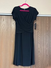 Elementz Petite Black Crossbody Mid Length Dress Women's Size PL NWT