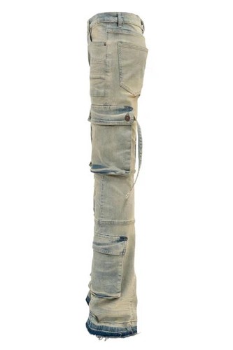 PJ MARK Herren Freizeit 2-Tone Color Block Washed Stacked Flare Cargo Hose D450 - Bild 4 von 9