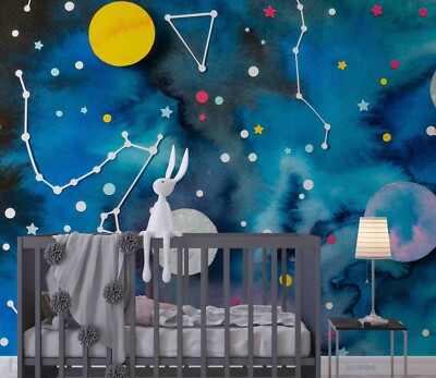 3D Planet Constellation Space Self-adhesive Removable Wallpaper Murals