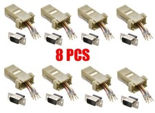 8x DB9 Male to RJ45 Female Network Modular Adapter Connector 8P8C Serial RS232