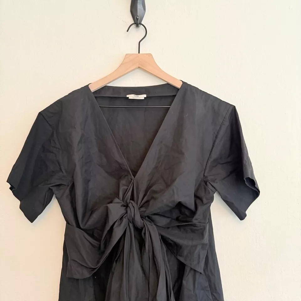 Vestido feminino Erin preto manga camisa laço tamanho 4 - Imagem 4 de 4