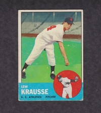 1963 Topps Baseball Rookie Card #104 Lew Krausse K.C. Athletics VG O/C Vintage