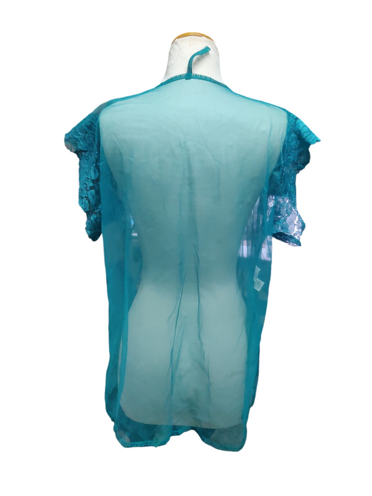 Vintage Alana Gale Green Sheer Chiffon Short Peignoir Cover-up