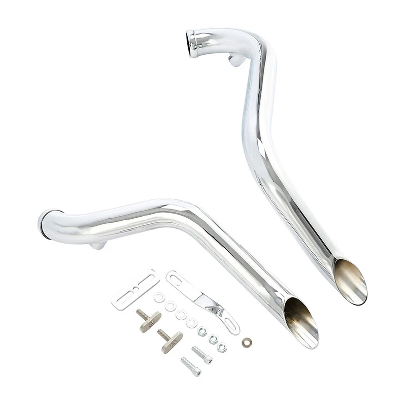 Escape de doble tubo cromado apto para Harley Touring Road Street Glide Softail Dyna Foto 3 de 4